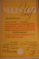 Meisterbrief Martin Schweers